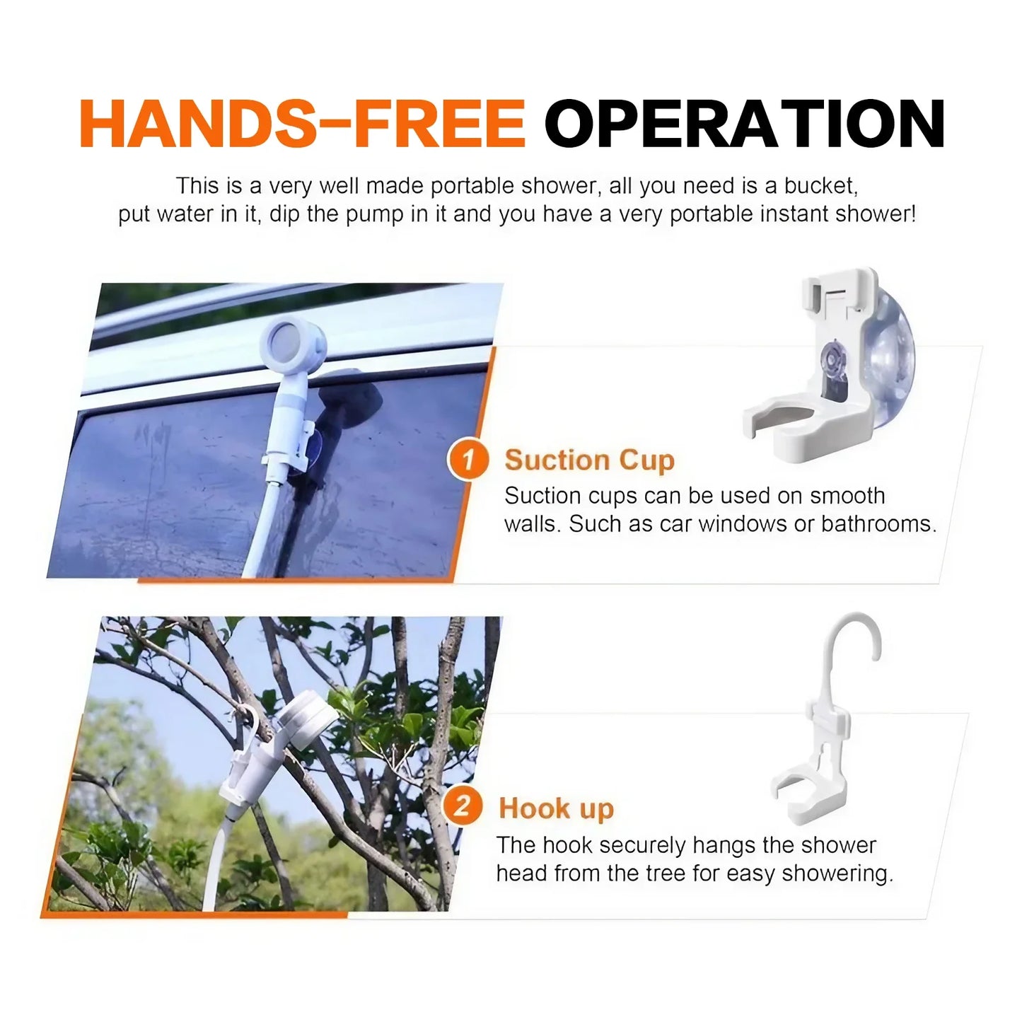 Portable Rechargeable Outdoor Shower, Handheld Compact Design, Gentle Shower Stream for Car Washing, Flower Watering, Bathing